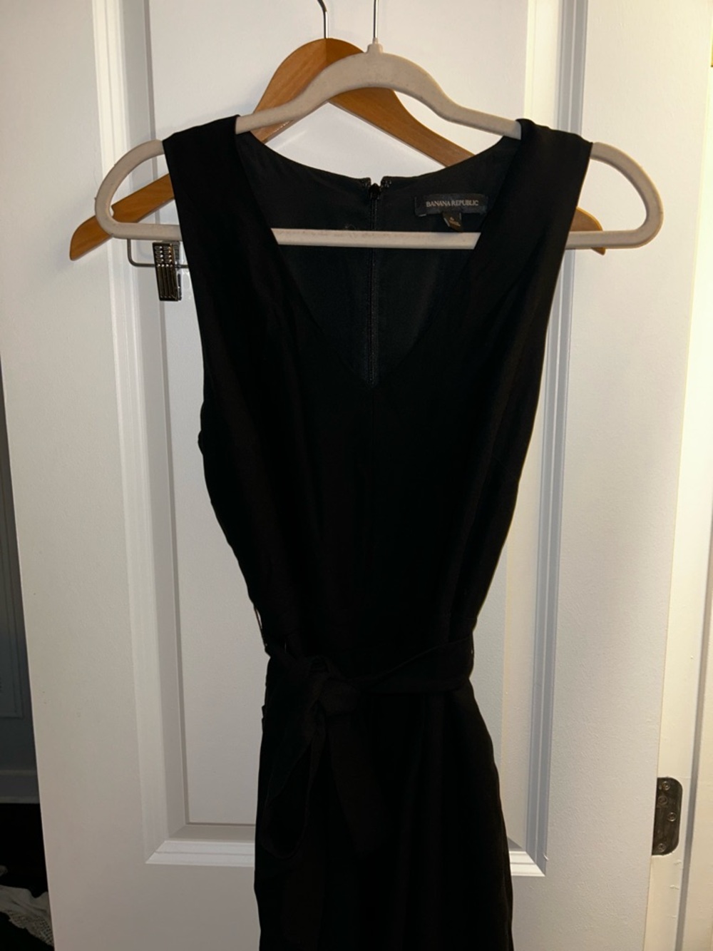 Banana Republic Black Sleeveless V-Neck Tie-Waist Jumpsuit